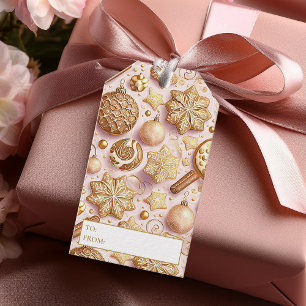 Rosa Gold Weihnachtsmuster#12 ID1009 Wrapping Geschenkanhänger