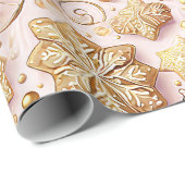 Rosa Gold Weihnachtsmuster#12 ID1009 Wrapping Geschenkpapier (Rolleneckpunkt)