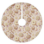 Rosa Gold Weihnachtsmuster#12 ID1009 Wrapping Polyester Weihnachtsbaumdecke (Vorderseite)