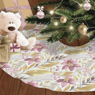 Rosa Gold Weihnachtsmuster#21 ID1009 Polyester Weihnachtsbaumdecke