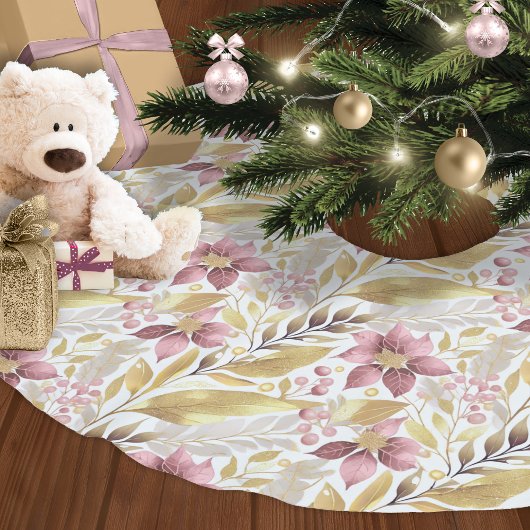 Rosa Gold Weihnachtsmuster#21 ID1009 Polyester Weihnachtsbaumdecke