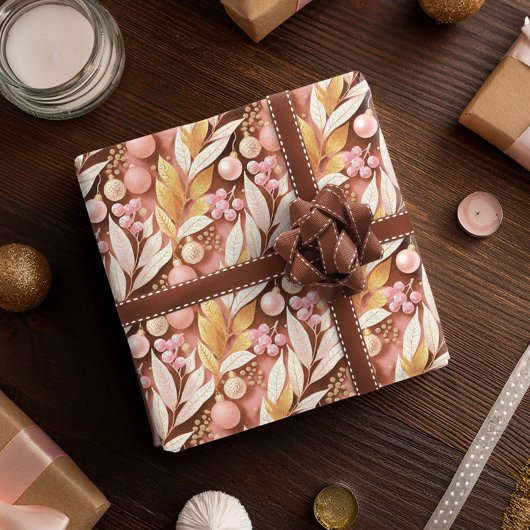 Rosa Gold Weihnachtsmuster#22 ID1009 Geschenkpapier