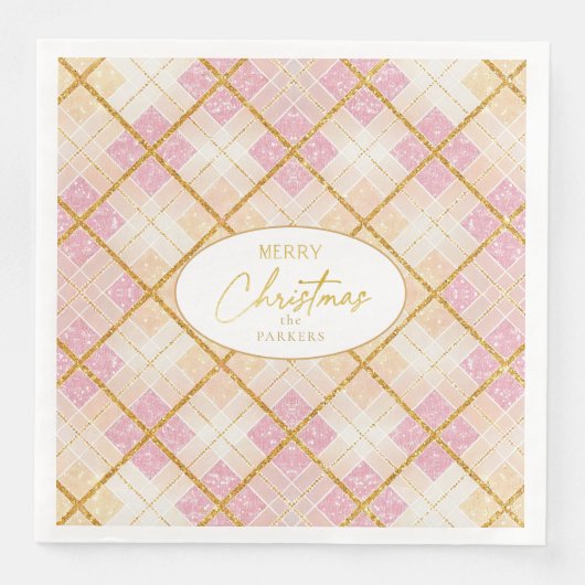 Rosa Gold Weihnachtsmuster#28 ID1009 Serviette (Vorderseite)