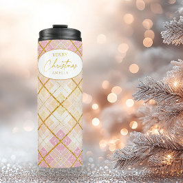 Rosa Gold Weihnachtsmuster#28 ID1009 Thermosbecher