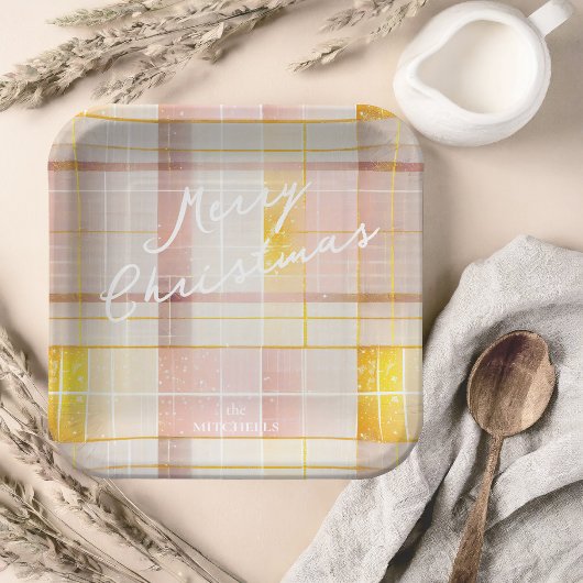 Rosa Gold Weihnachtsmuster#7 ID1009 Pappteller