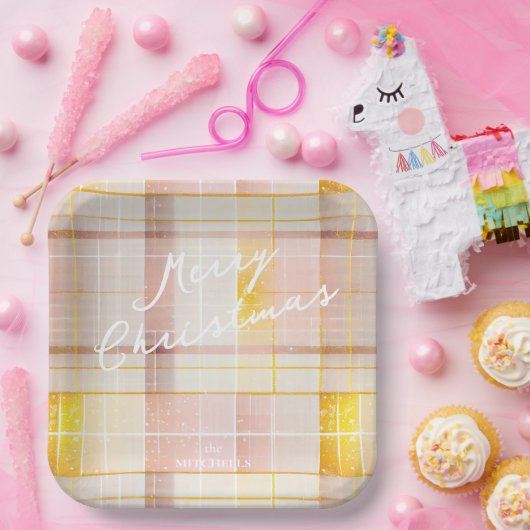 Rosa Gold Weihnachtsmuster#7 ID1009 Pappteller (Party)