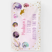 Rosa Gold Weltraum Erste Reise um die Sonne Geburt Banner (Vertikal)