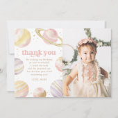 Rosa Gold Weltraum Geburtstag Danke Karte (Vorderseite)