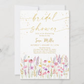 Rosa Gold Wildblume Brautparty Einladung (Vorderseite)