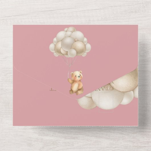 Rosa Gold wir können frühzeitig abwarten Baby Dusc All In One Einladung (Rückseite)