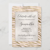 Rosa Gold Zebra Animal Print Einladung (Vorderseite)