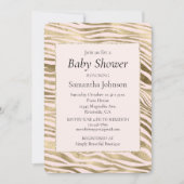 Rosa Gold Zebra Animal Print Einladung (Vorderseite)