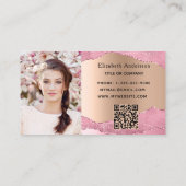 Rosa Goldbarren-Marmor QR-Foto Visitenkarte (Rückseite)