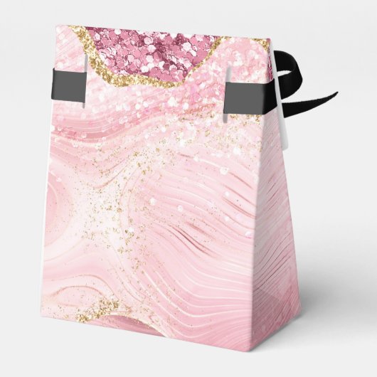 Rosa Goldbarsch Glitzer Marmorhochzeit Geschenkschachtel (Rückseite)