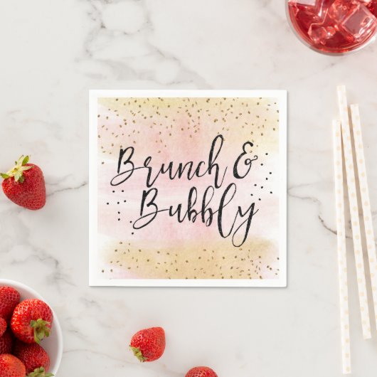 Rosa Goldbrunch und Bubbly Brautparty Napf Serviette (Beispiel)