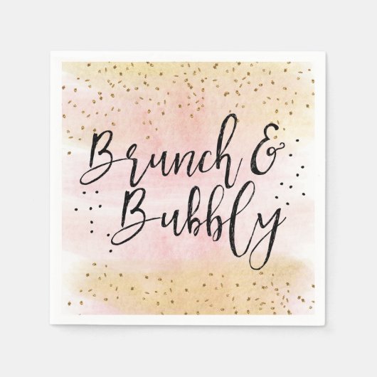 Rosa Goldbrunch und Bubbly Brautparty Napf Serviette (Vorderseite)