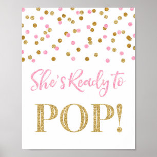 Rosa GoldConfetti ist- sie zum Pop-Zeichen bereit Poster