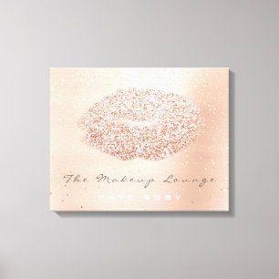 Rosa Goldconfetti-Maskenbildner-graue Kuss-Lippen Leinwanddruck