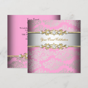 Rosa Goldcreme geprägter Look Elegante Party Einladung