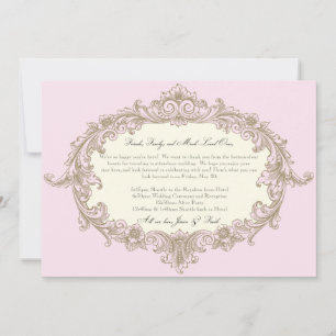 Rosa Goldcreme Vintager Rahmen Hochzeitsempfang