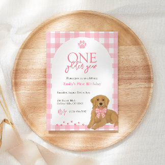 Rosa Golden Retriever Ein goldenes Jahr Geburtstag Einladung