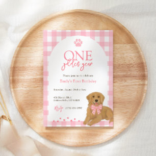 Rosa Golden Retriever Ein goldenes Jahr Geburtstag Einladung