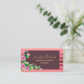 Rosa Golden Stripes Lines Visitenkarte (Stehend Vorderseite)