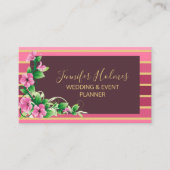 Rosa Golden Stripes Lines Visitenkarte (Vorderseite)