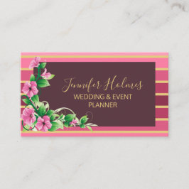 Rosa Golden Stripes Lines Visitenkarte