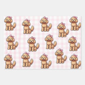 Rosa Goldendoodle Wrapping Paper Geschenkpapier Set (Vorderseite 2)
