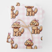 Rosa Goldendoodle Wrapping Paper Geschenkpapier Set (Beispiel)
