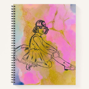 Rosa goldene Aquarellfarbe Handgezeichnete Kunst e Notizblock