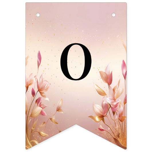 Rosa goldene Blätter Blumenbräunungsflagge Wimpelkette (Zweite Fahne)