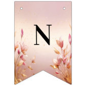 Rosa goldene Blätter Blumenbräunungsflagge Wimpelkette (Dritte Fahne)