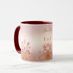 Rosa goldene Blätter Blumenkaffee-Tasse Tasse