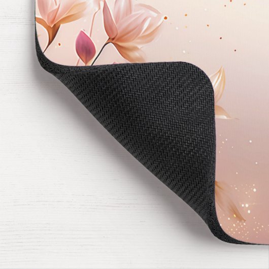 Rosa goldene Blätter Blumenmousepad Mousepad (Ecke)