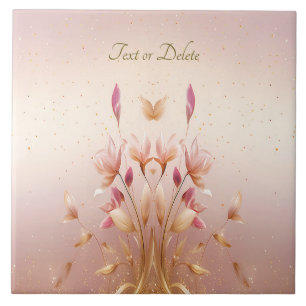 Rosa Goldene Blätter Keramik Tile Fliese