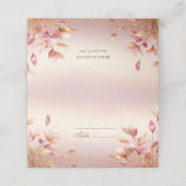 Rosa Goldene Blätter Platzkarte (Außenseite Aufgefaltet)