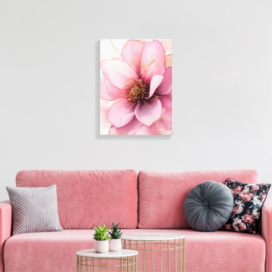 Rosa goldene Blume elegante Dekoration Leinwanddruck (Insitu (Wohnzimmer))