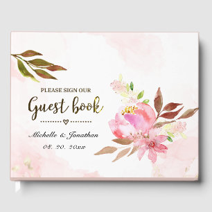 Rosa goldene Blume Hochzeit Gästebuch