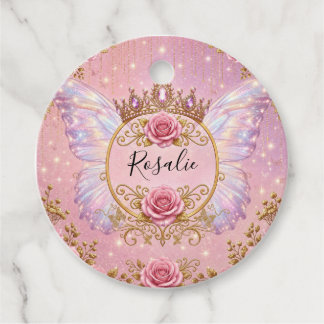 Rosa & Goldene Blumen-Fee-Prinzessin Rosen Schmett Geschenkanhänger