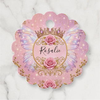 Rosa & Goldene Blumen-Fee-Prinzessin Rosen Schmett Geschenkanhänger