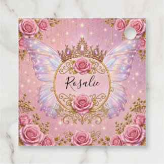 Rosa & Goldene Blumen-Fee-Prinzessin Rosen Schmett Geschenkanhänger