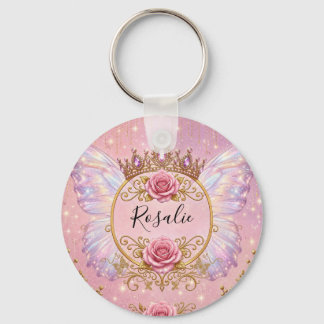 Rosa & Goldene Blumen-Fee Prinzessin Rosen Schmett Schlüsselanhänger