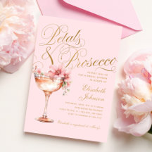 Rosa Goldene Blumenblüten und Prosecco Brautparty