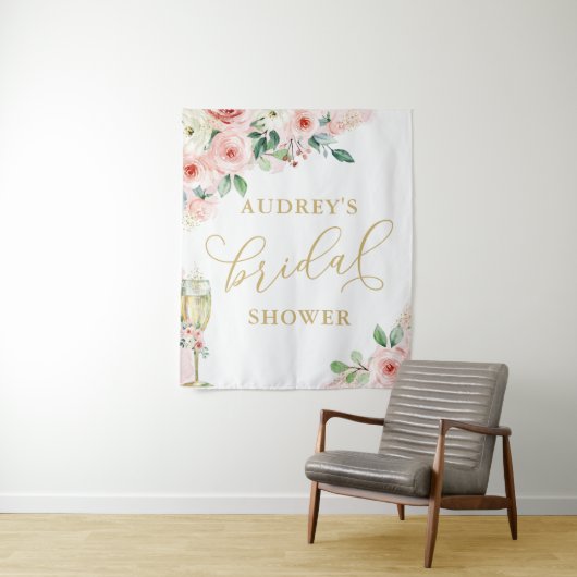 Rosa goldene Blüte/Champagner Glasdusche Hintergru Wandteppich (Beispiel)