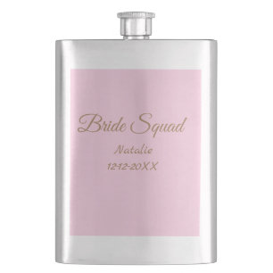 Rosa goldene Brautjungfern-Squad Name Mädchenname Flachmann