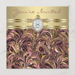 Rosa Goldene Damen Geburtstagseinladungen Einladung