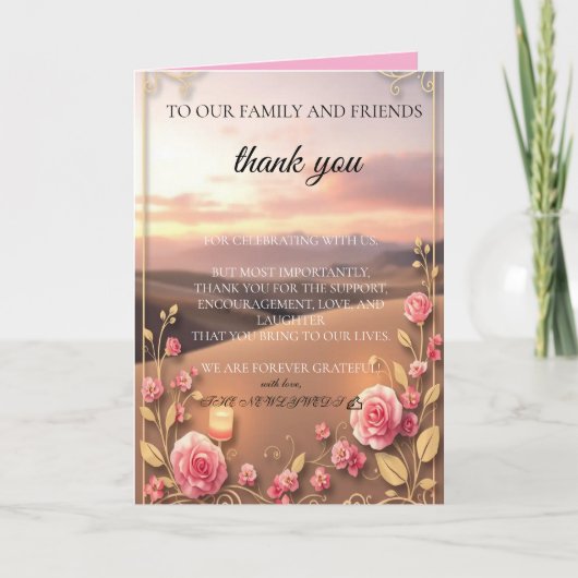 rosa goldene Dankeskarten Dankeskarte (Vorderseite)