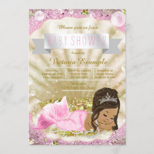 Rosa-goldene ethnische Meerjungfrauen-Babyparty Einladung